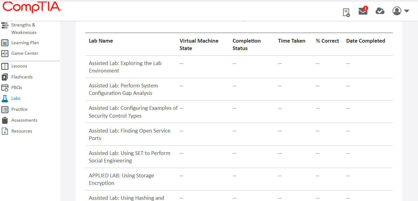 เรียนรู้ CompTIA Security+ CertMaster + ห้องปฏิบัติการ (SY0-701)